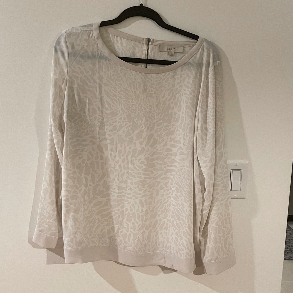 Cream Loft Patterned Blouse Large